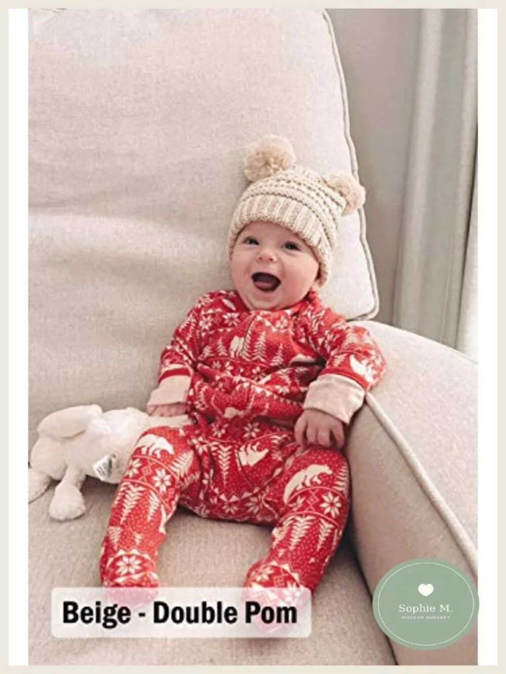 Double Pom Pom Baby Beanie 100% Acrylic Knit Newborn Infant Winter Hat